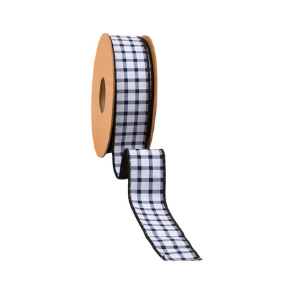 1 1/2" wired dupioni ribbon (black grid on white, black backing), great for professional packaging details