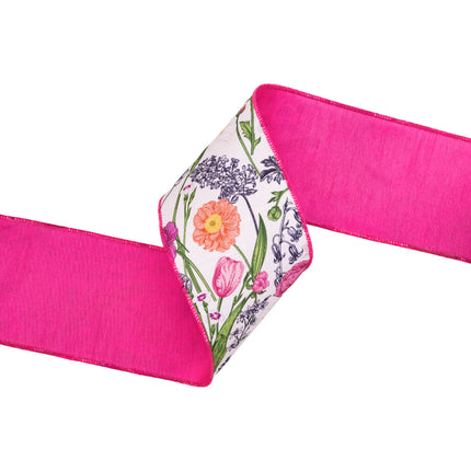 Double-Side Floral Stems Dupioni Ribbon and Blue White Decorative Stripe with Bright Light Orange Dupioni Ribbon|3 Rolls |30 Yards