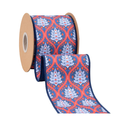 Red/White/Blue Flame and Light Blue Bias Plaid with Red Dupioni Ribbon |3 Rolls |30 Yards LaRibbons and Crafts