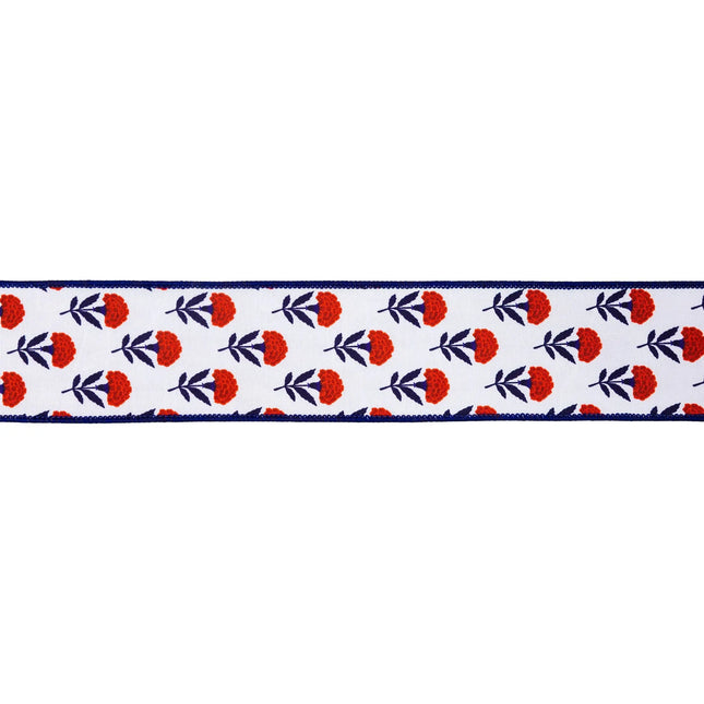 2 1/2" Wired Dupioni Ribbon | Red/White/Blue Floral w/ Blue Backing | 10 Yard Roll LaRibbons and Crafts