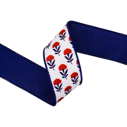 Simple repeating red carnation wired dupioni ribbon textured fabric great for  styling projects