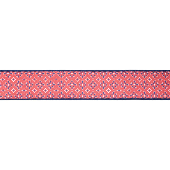 2 1/2" Wired Dupioni Ribbon | Red/White/Blue Diamond Floral w/ Red Backing | 10 Yard Roll LaRibbons and Crafts