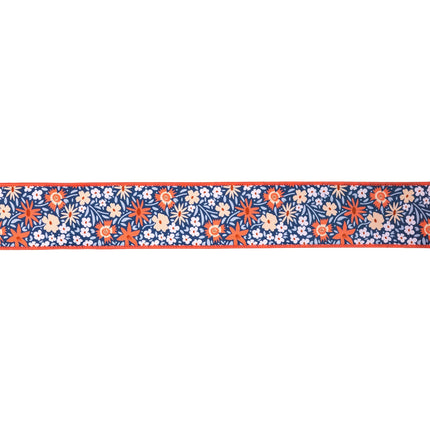 2 1/2" Wired Wired Ribbon | Ditzy Floral on Blue w/ Orange Backing | 10 Yard Roll LaRibbons and Crafts