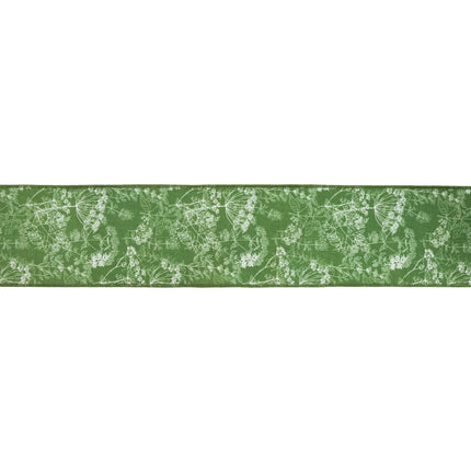 4" Wired Dupioni Ribbon | Herbs on Green w/ White Backing | 10 Yard Roll LaRibbons and Crafts