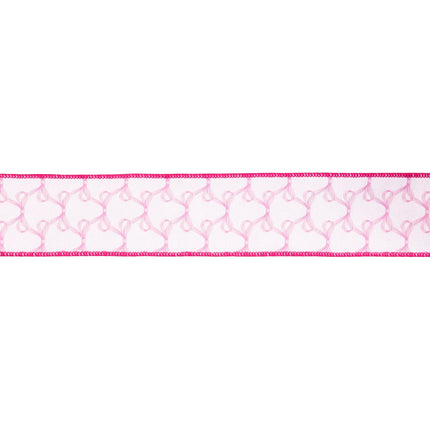 Pink bows printed 2.5-inch wired dupioni ribbon, perfect for gift wrapping and feminine crafts