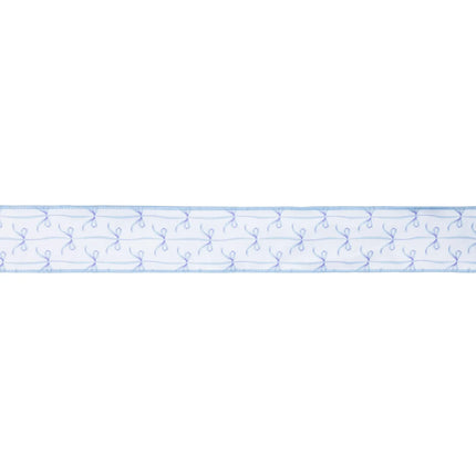 Blue bows on white 2 1/2" wired dupioni ribbon with blue backing, crafts elegant, romantic bows for wedding accents
