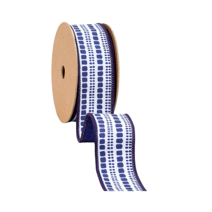 Versatile 1 1/2" Wired Dupioni Ribbon, Blue and Light Blue Bias Plaid, Blue Backing, designed for DIY nautical-themed projects