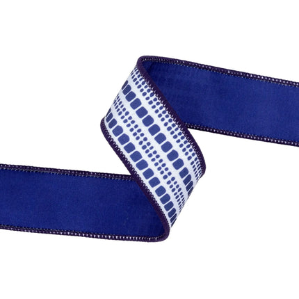 Textured Blue & Light Blue Plaid 1 1/2" wired dupioni ribbon, great for seasonal displays.