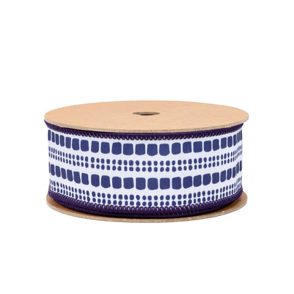 Durable 1 1/2" Wired Dupioni Ribbon, Blue and Light Blue Bias Plaid, Blue Backing, perfect for gift wrapping.