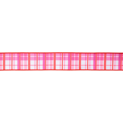 2 1/2" Wired Dupioni Ribbon | Red and Pink Plaid w/ Red Backing | 10 Yard Roll LaRibbons and Crafts