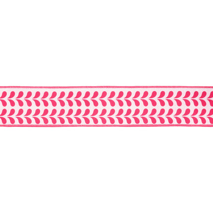 2 1/2" Wired Dupioni Ribbon | Pink Petals on White w/ Pink Backing | 10 Yard Roll LaRibbons and Crafts