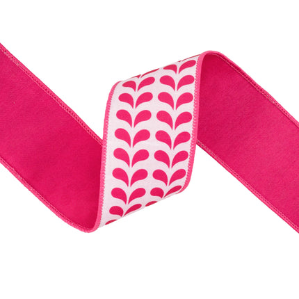 2 1/2" Wired Dupioni Ribbon | Pink Petals on White w/ Pink Backing | 10 Yard Roll LaRibbons and Crafts