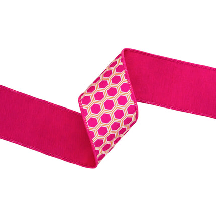 2 1/2" Wired Dupioni Ribbon | Pink/Orange Hexi w/ Pink Backing | 10 Yard Roll LaRibbons and Crafts