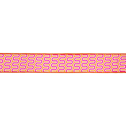 2 1/2" Wired Dupioni Ribbon| Pink/Orange/White Geometric w/ Orange Backing | 10 Yard Roll LaRibbons and Crafts