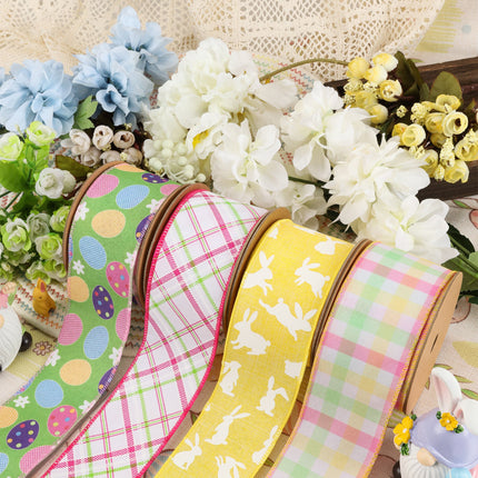 2 1/2 Wired Ribbon | Green w/ Easter Eggs & Flowers | 10 Yard Roll LaRibbons and Crafts
