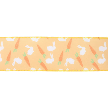 2 1/2 Wired Ribbon | Dark Yellow w/ Bunny & Carrots | 10 Yard Roll LaRibbons and Crafts