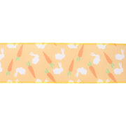 2 1/2 Wired Ribbon | Dark Yellow w/ Bunny & Carrots | 10 Yard Roll
