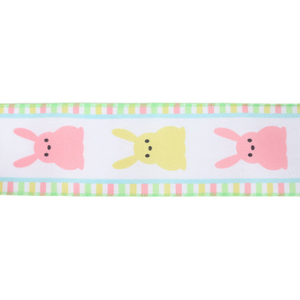 2 1/2" Wired Ribbon | White w/ Pink/Yellow Bunny Fronts | 10 Yard Roll LaRibbons and Crafts