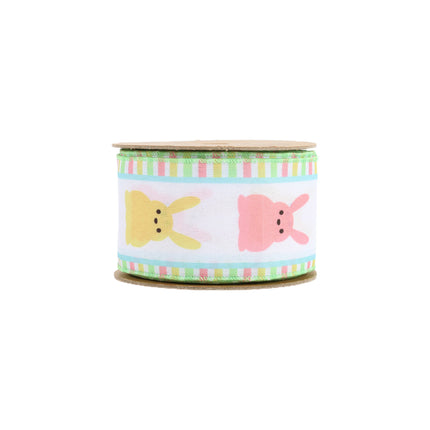 2 1/2" Wired Ribbon | White w/ Pink/Yellow Bunny Fronts | 10 Yard Roll LaRibbons and Crafts