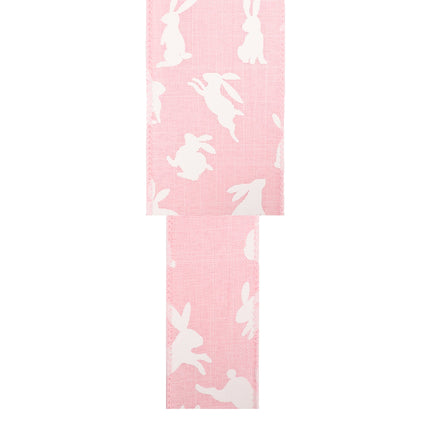 2 1/2" Wired Ribbon | Pink w/ White All Over Bunny | 10 Yard Roll LaRibbons and Crafts