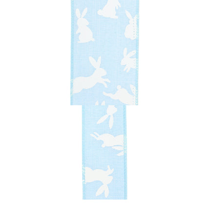 1 1/2" Wired Ribbon | Blue w/ White All Over Bunny | 10 Yard Roll LaRibbons and Crafts