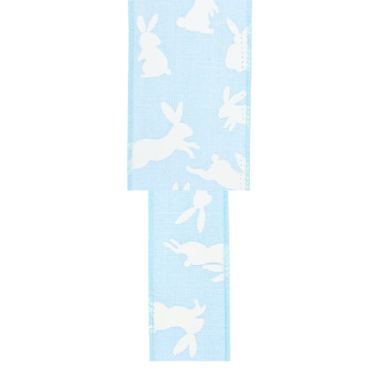 2 1/2" Wired Ribbon | Blue w/ White All Over Bunny | 10 Yard Roll LaRibbons and Crafts