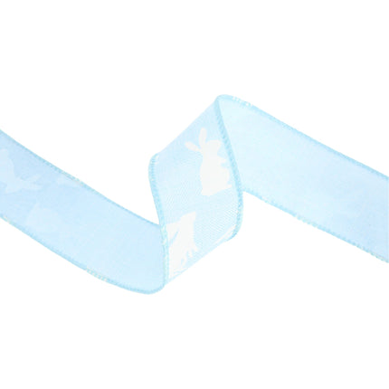 1 1/2" Wired Ribbon | Blue w/ White All Over Bunny | 10 Yard Roll LaRibbons and Crafts