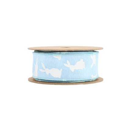 1 1/2" Wired Ribbon | Blue w/ White All Over Bunny | 10 Yard Roll LaRibbons and Crafts