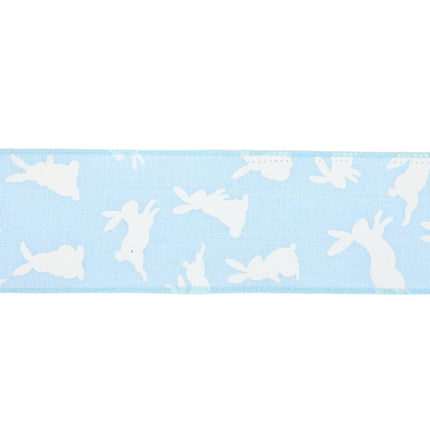 2 1/2" Wired Ribbon | Blue w/ White All Over Bunny | 10 Yard Roll LaRibbons and Crafts