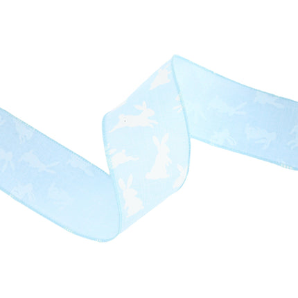 2 1/2" Wired Ribbon | Blue w/ White All Over Bunny | 10 Yard Roll LaRibbons and Crafts