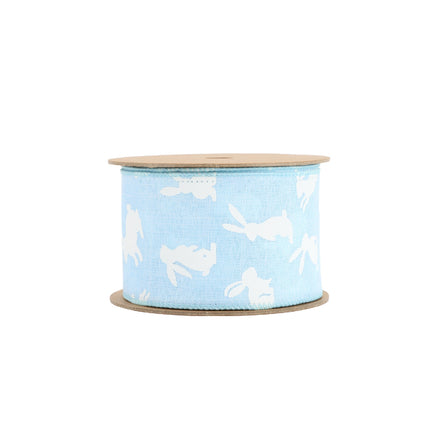 2 1/2" Wired Ribbon | Blue w/ White All Over Bunny | 10 Yard Roll LaRibbons and Crafts