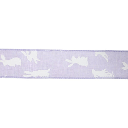 1 1/2" Wired Ribbon | Purple w/ White All Over Bunny | 10 Yard Roll LaRibbons and Crafts
