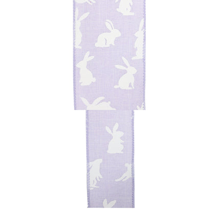 1 1/2" Wired Ribbon | Purple w/ White All Over Bunny | 10 Yard Roll LaRibbons and Crafts