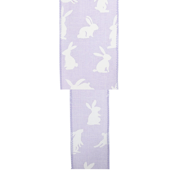 Wired Ribbon | Purple w/ White All Over Bunny | 10 Yard Roll