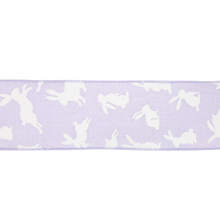 2 1/2" Wired Ribbon | Purple w/ White All Over Bunny | 10 Yard Roll LaRibbons and Crafts