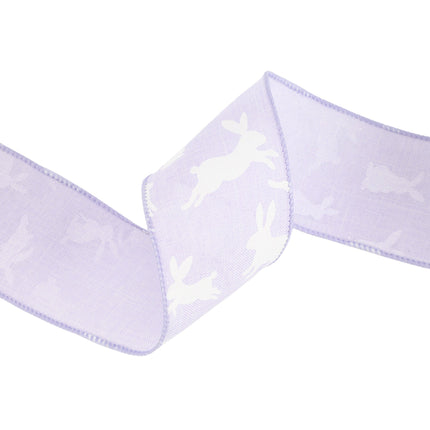 2 1/2" Wired Ribbon | Purple w/ White All Over Bunny | 10 Yard Roll LaRibbons and Crafts