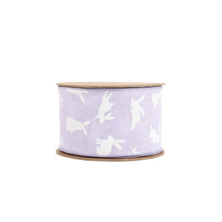 2 1/2" Wired Ribbon | Purple w/ White All Over Bunny | 10 Yard Roll