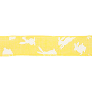 Wired Ribbon | Yellow w/ White All Over Bunny | 10 Yard Roll