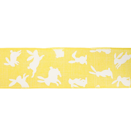 2 1/2" Wired Ribbon | Yellow w/ White All Over Bunny | 10 Yard Roll LaRibbons and Crafts