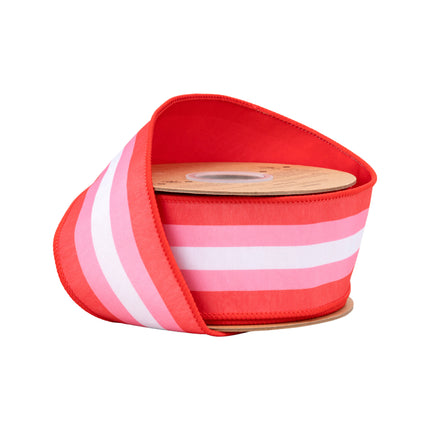 Striped wired ribbon (red, pink, white) + matching red backing: ideal for adding pop to boutique styling.