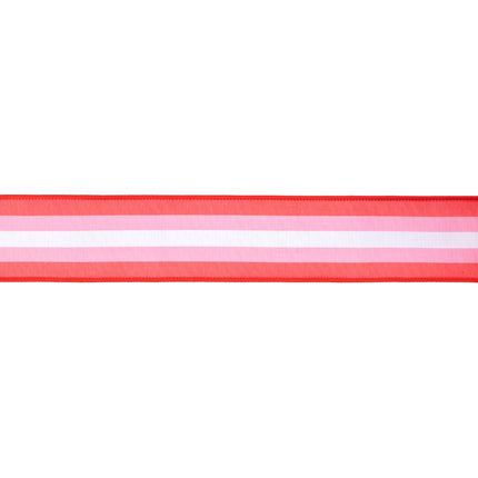 2 1/2" Wired Dupioni Ribbon | Red and Pink Stripe w/ Red Backing | 10 Yard Roll LaRibbons and Crafts