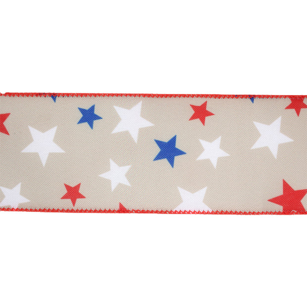 2 1/2" Wired Ribbon | Red/White/Blue Stars | 10 Yard Roll