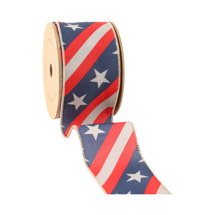 2 1/2" Wired Ribbon | Stars/Stripes Bias Cut | 10 Yard Roll