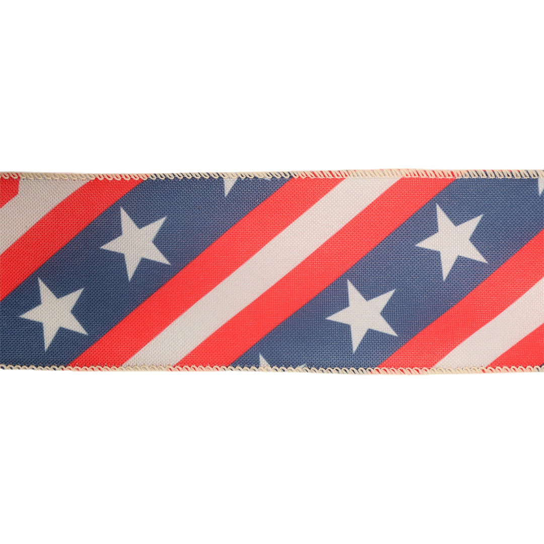 2 1/2" Wired Ribbon | Stars/Stripes Bias Cut | 10 Yard Roll