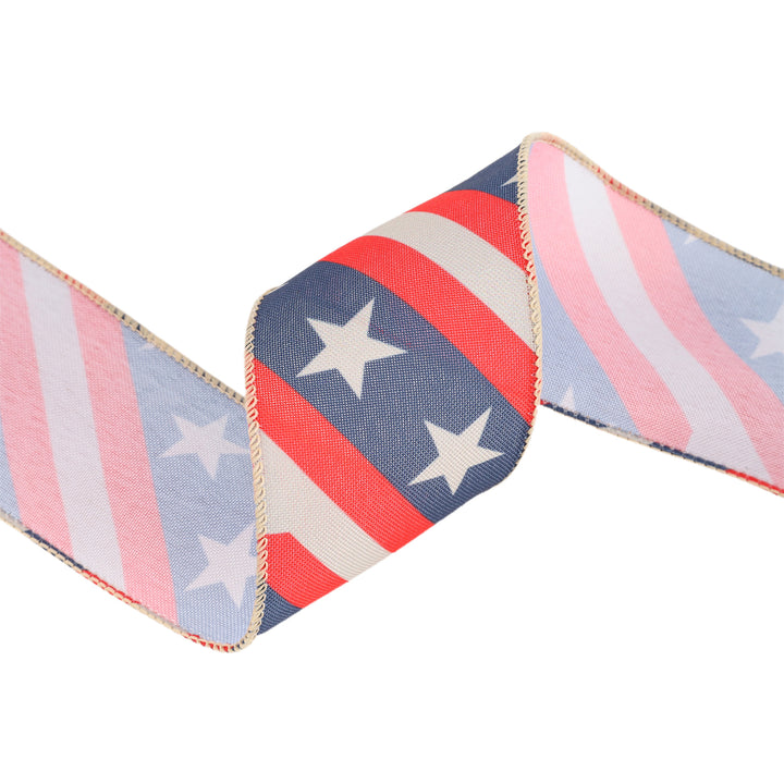 2 1/2" Wired Ribbon | Stars/Stripes Bias Cut | 10 Yard Roll