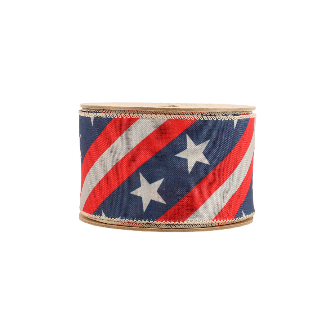 2 1/2" Wired Ribbon | Stars/Stripes Bias Cut | 10 Yard Roll