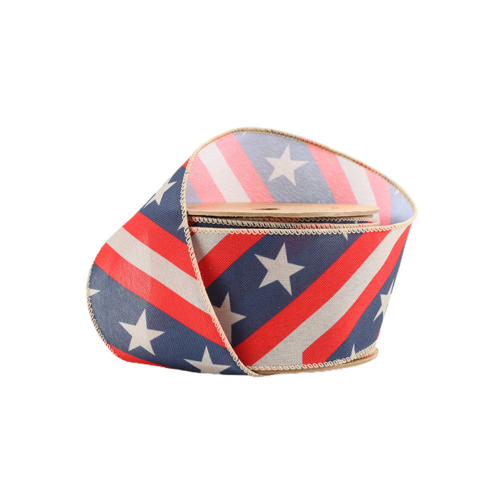 2 1/2" Wired Ribbon | Stars/Stripes Bias Cut | 10 Yard Roll