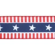 2 1/2" Wired Ribbon | Red/White/Blue Stars and Stripes | 10 Yard Roll