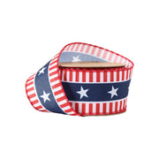 2 1/2" Wired Ribbon | Red/White/Blue Stars and Stripes | 10 Yard Roll