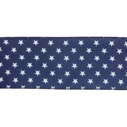 2 1/2" Wired Ribbon | Blue w/ Multi White Stars | 10 Yard Spool